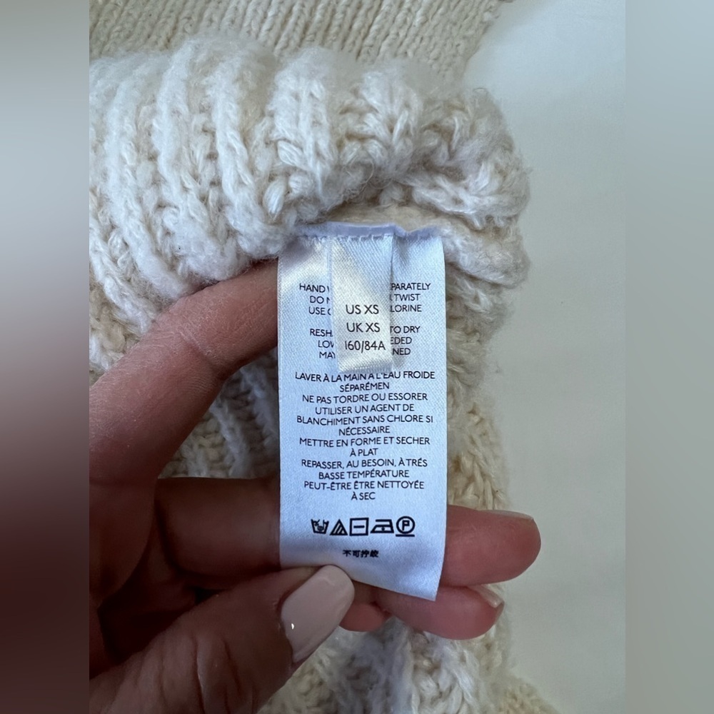 ANTHROPOLOGIE Pilcro Chunky Knit Zip Up Sweater Jacket Size Oversized Cream XS. - Picture 5 of 12